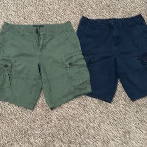Aeropostale men’s youth boys cargo shorts bundle Green and Navy waist 29
